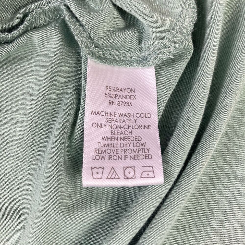 LOGO by Lori Goldstein Tunic Shirt Sz Large Sharkbite Hem Teal Green Knit Layers - Picture 7 of 9